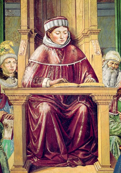 Detail of St. Augustine Reading Rhetoric and Philosophy at the School of Rome, from the Life of St. Augustine, 1464-65 by Benozzo di Lese di Sandro Gozzoli